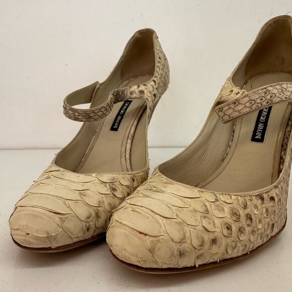 GIORGIO ARMANI Cream Snakeskin Mary Jane - Picture 7 of 10